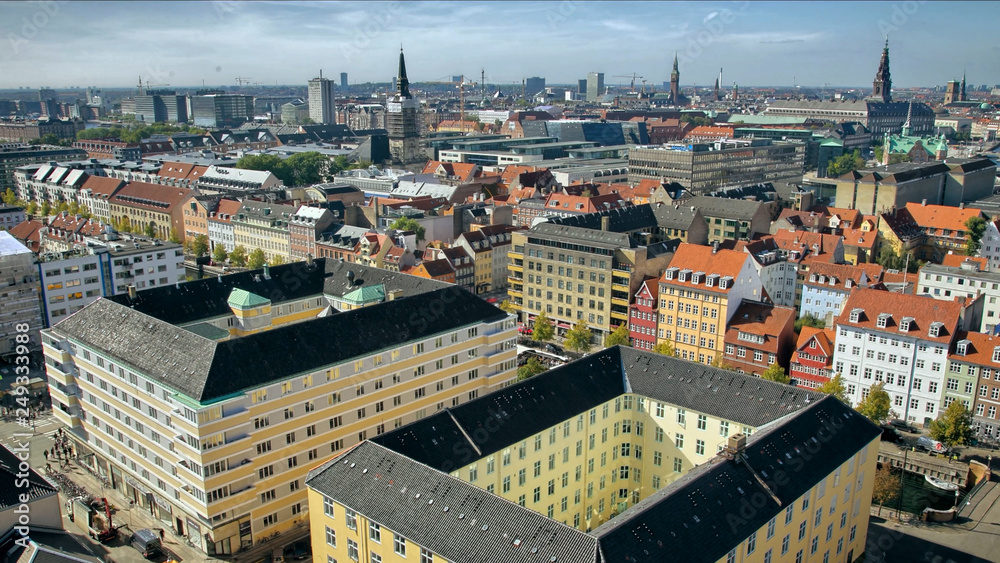 Skyline view of Copenhagen buildings, Denmark