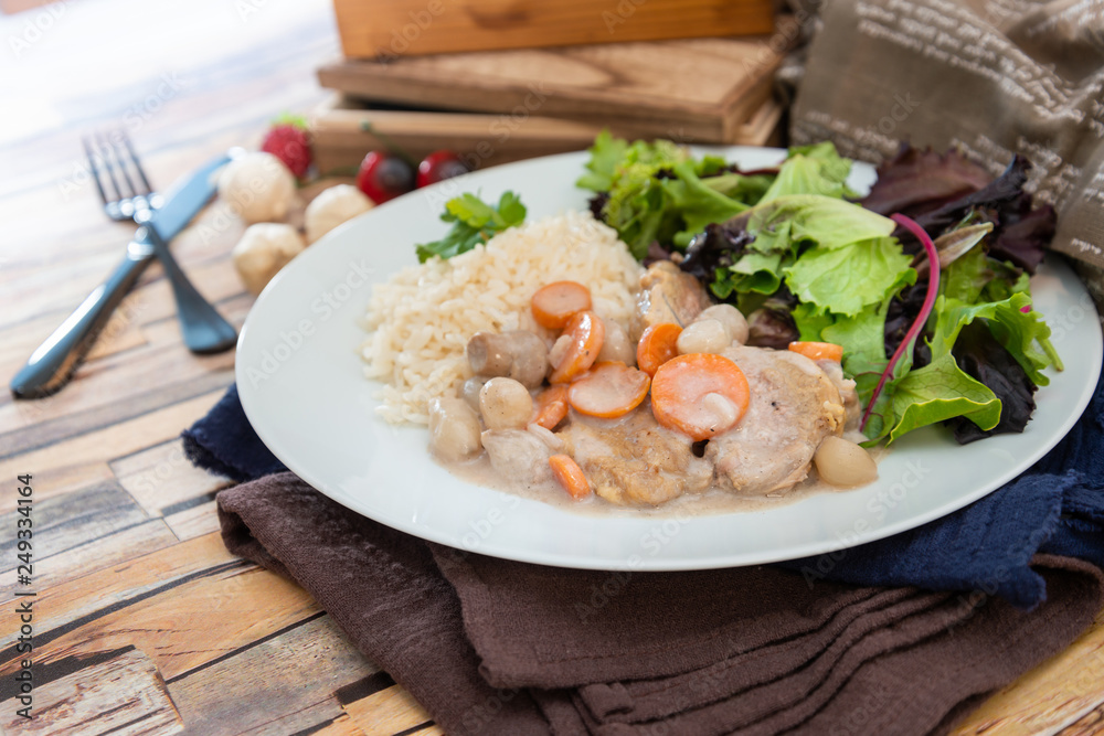 White Veal Stew (Blanquette de Veau) and rice White Veal Stew (Blanquette de Veau) and rice