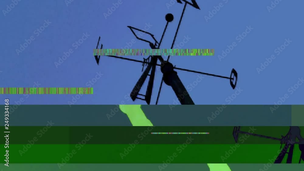 Digital Cardinal direction pointer sign against blue sky in Lisbon, Portugal - North, South, East, West and their initials N, E, S, and O cut from metal digital glitch effect