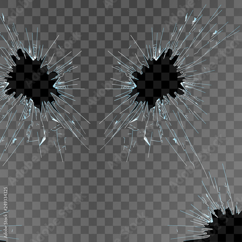 Vector broken glass on isolated background