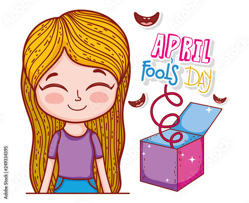 girl with smiles and fools day box
