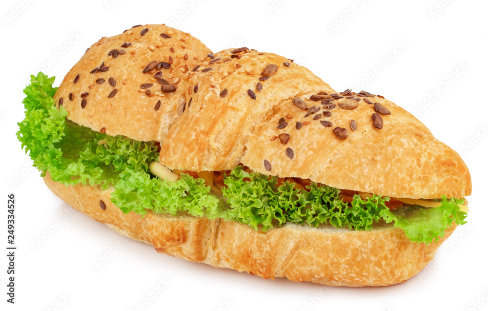 croissant sandwich with cheese isolated on white background croissant sandwich with cheese isolated on white background