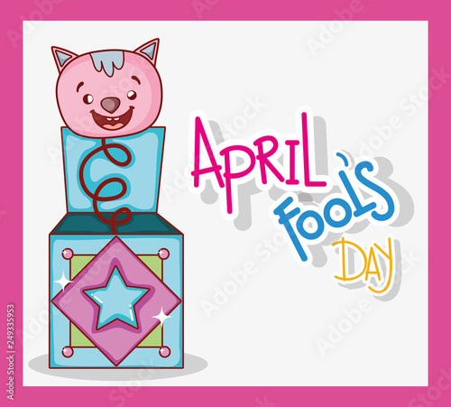 fools day celebration with cat box