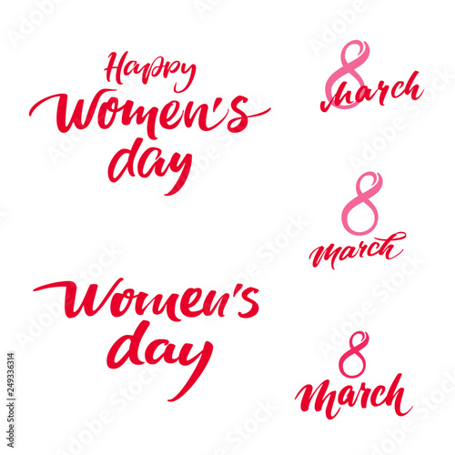 Set of hand-lettering greetings on the occasion of March 8, Lettering