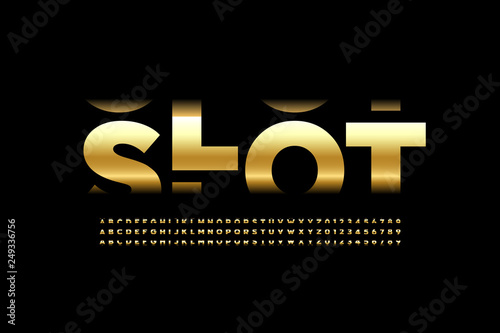Slot machine style font, alphabet letters and numbers