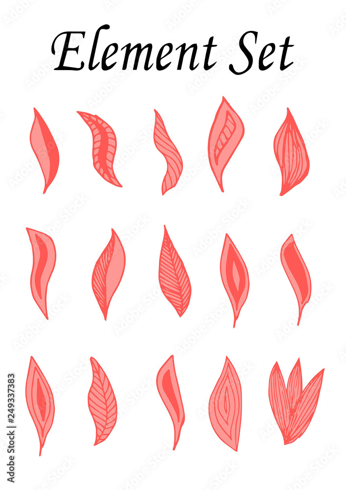 set elements pink leaves set elements pink leaves