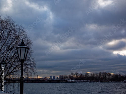 November river on a cloudy day, Moscow photo