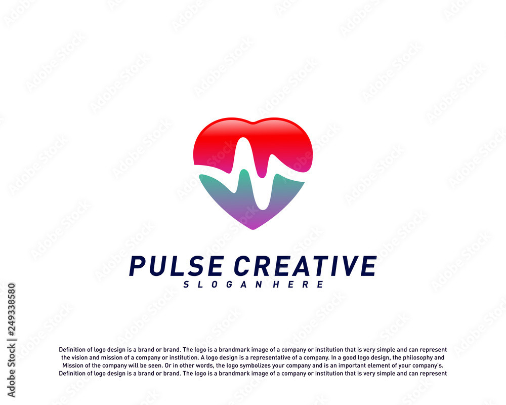 Love Medical Pulse logo design concept.Healthcare Pulse logo template vector. Icon Symbol Love Medical Pulse logo design concept.Healthcare Pulse logo template vector. Icon Symbol