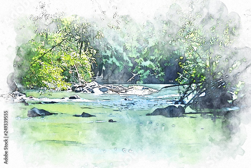 Abstract colorful river lak...