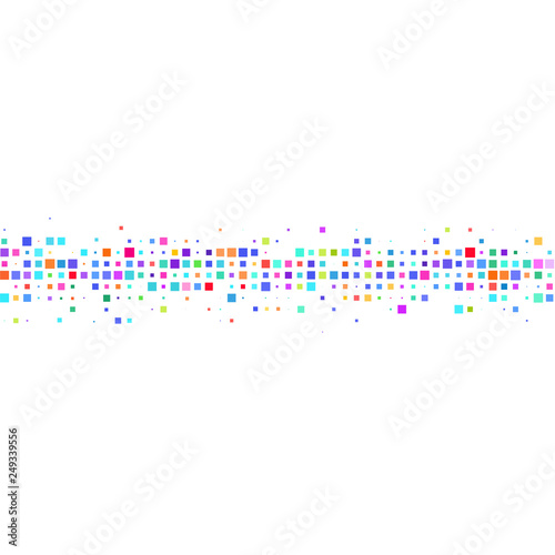 The ornament of bright colorful squares on a white background. 