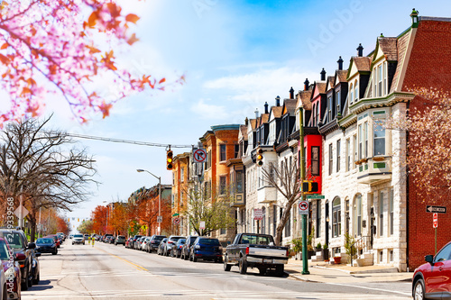 Baltimore streets in spring, Maryland, USA