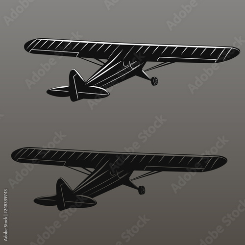 Small plane vector illustration. Single engine propelled aircraft.