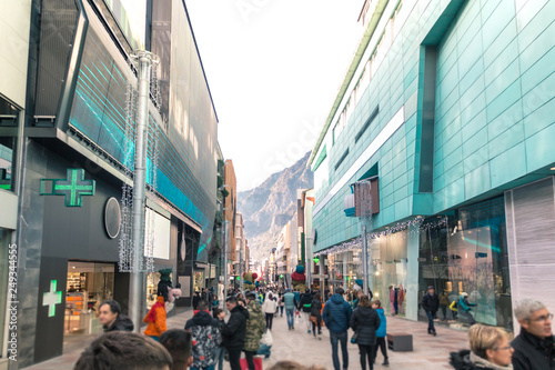 People shopping in a street crowded for Christmas