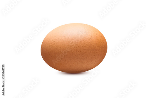 Single chicken egg brown color isolated on white background
