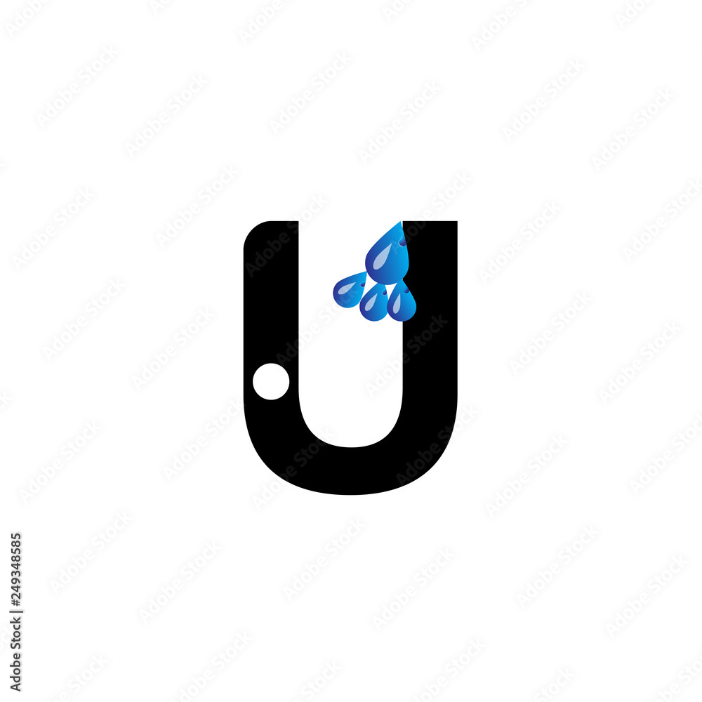 Initial Letter U With Water Drop Logo - Vector Initial Letter U With Water Drop Logo - Vector