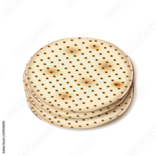 Passover Holiday - Matzah symbol isolated on white, matzah - Jewish traditional bread for Passover seder ceremony, pesach plate, prayer book, jewish food, family, matza icon, logo, religion, sign, car