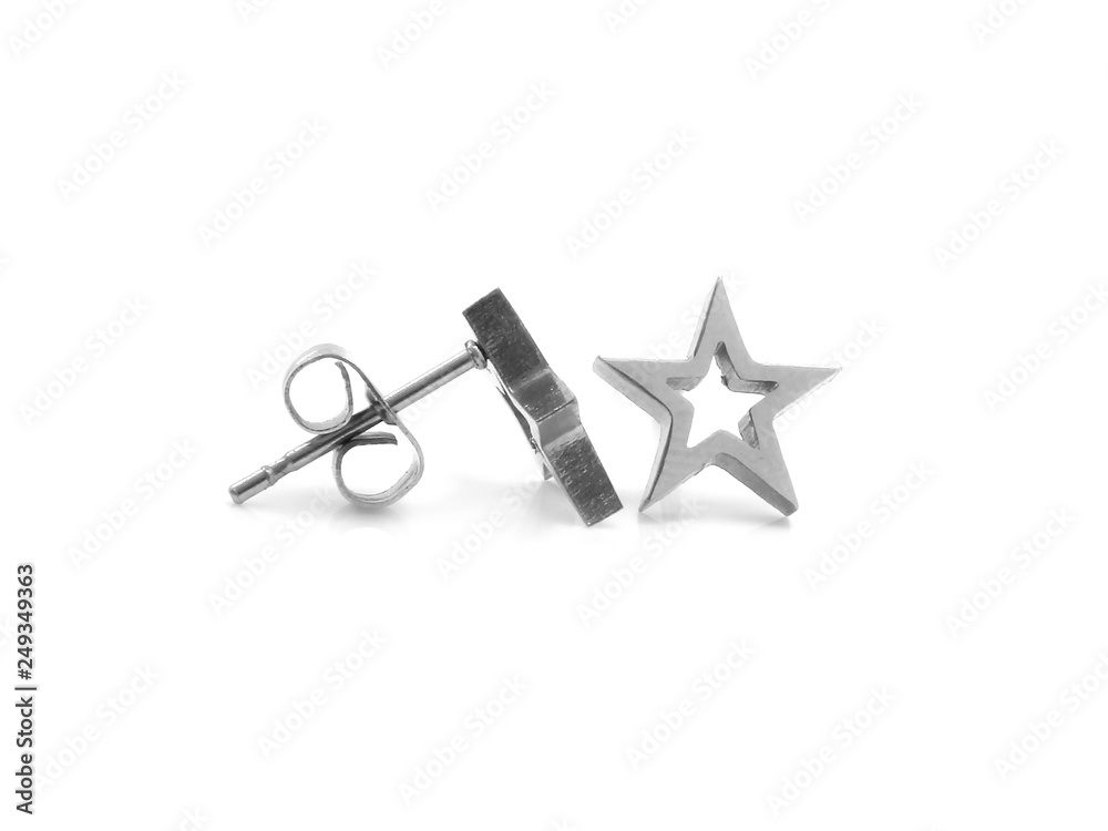 Jewelry earrings. Stainless steel. One background color Jewelry earrings. Stainless steel. One background color