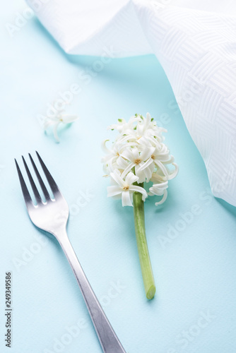 white flower and fork