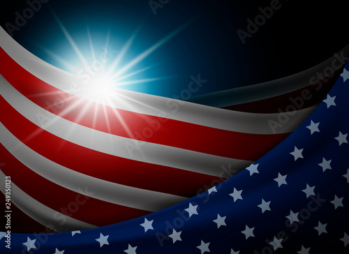 American or USA flag with light background vector illustration
