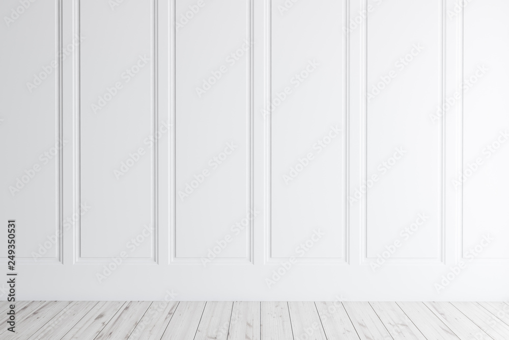 Empty white room with wooden floor Empty white room with wooden floor