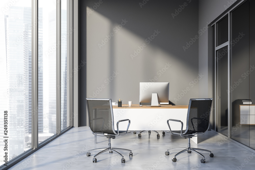 Gray manager office interior