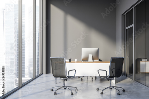 Gray manager office interior © ImageFlow