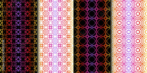 Set of Seamless Geometrical Linear Texture. Original Geometrical Puzzle. Backdrop. Vector illustration.