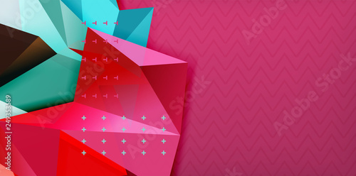 Fototapeta Naklejka Na Ścianę i Meble -  Color geometric abstract background, minimal abstraction design with mosaic style 3d shape