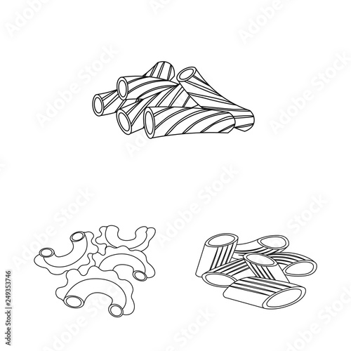 Isolated object of pasta and carbohydrate logo. Collection of pasta and macaroni stock vector illustration.