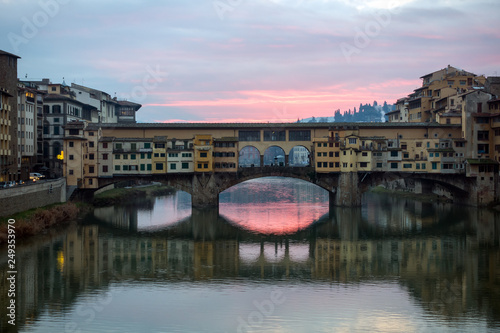 Ponte Vecchio at sunset  Florence  Tuscany  Italy.