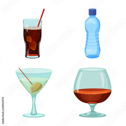 Isolated object of drink and bar symbol. Set of drink and party stock symbol for web.