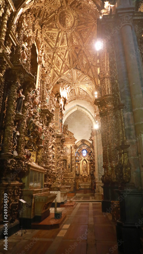 PORTO, PORTUGAL - JANUARY 31, 2019: interior of gothic church of Saint Francis (Igreja de Sao Francisco) in Porto, Portugal