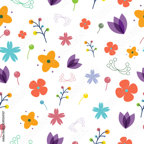 colorful simple flower seamless pattern, Delicate floral background, natural color theme. editable color background.