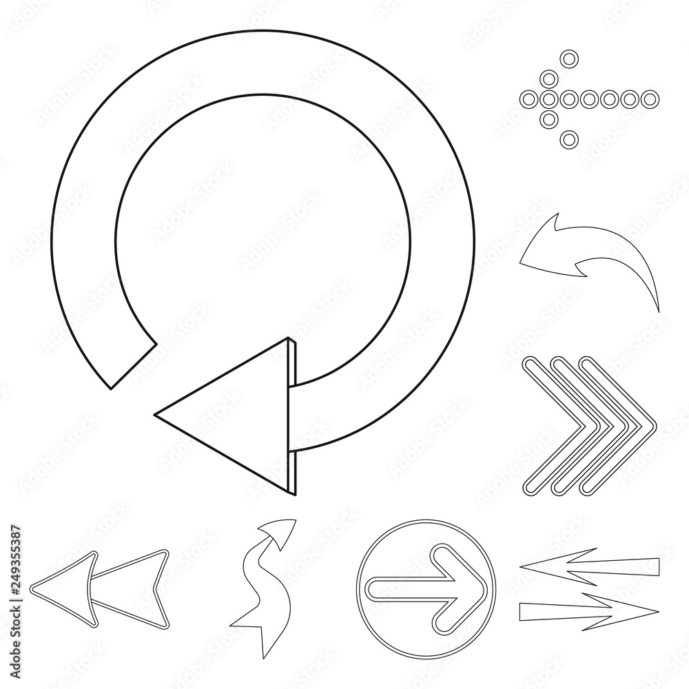 Isolated object of element and arrow icon. Collection of element and direction vector icon for stock.