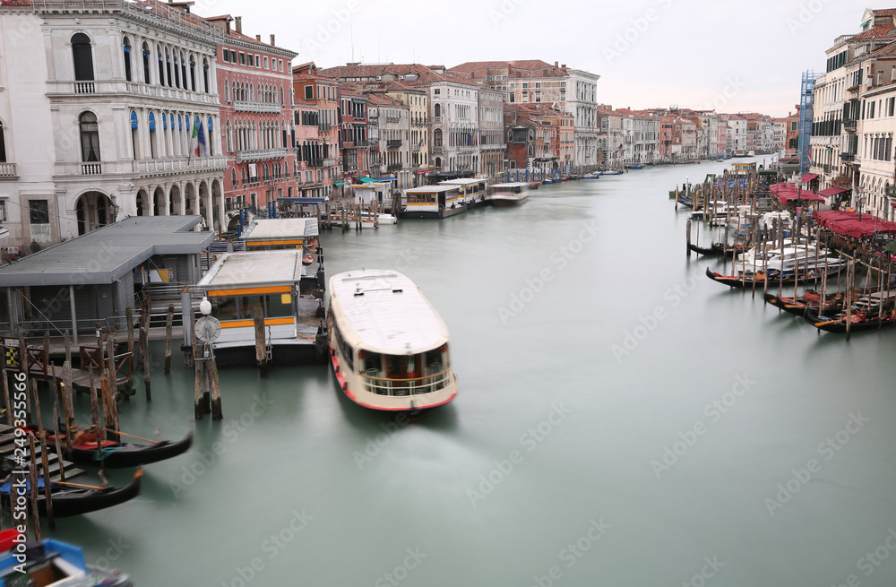 passenger boat called VAPORETTO in the big canal in Venice with