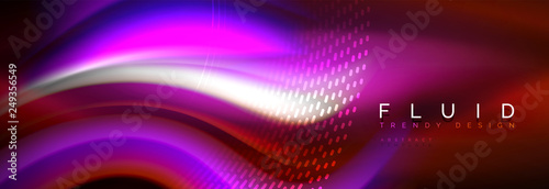 Fluid colors mixing glowing neon wave background, holographic texture