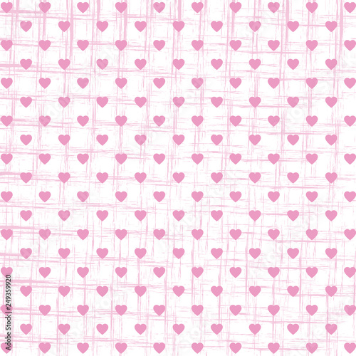 Vector seamless pattern with hearts and dots, romantic wallpaper, grunge background for mother's day or valentine's day, 8th march