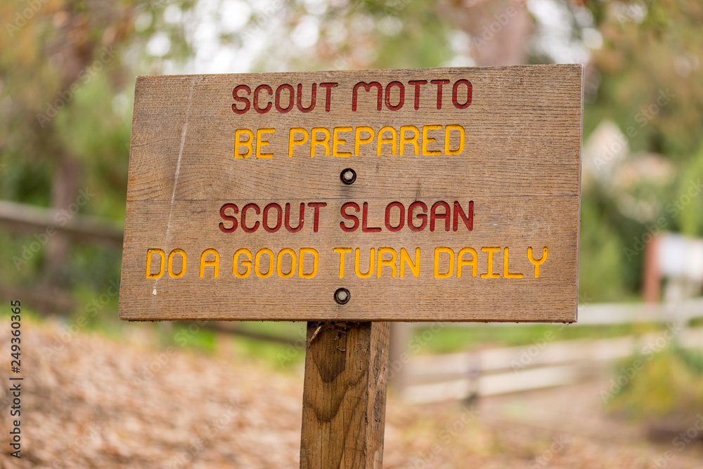 Boy Scout Oath on wooden sign