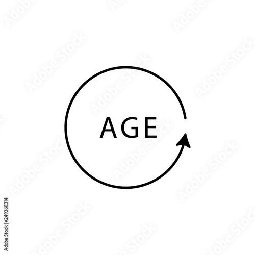 Circular line with word age outline icon. Signs and symbols can be used for web, logo, mobile app, UI, UX