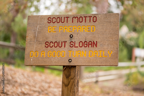 Boy Scout Oath on wooden sign photo