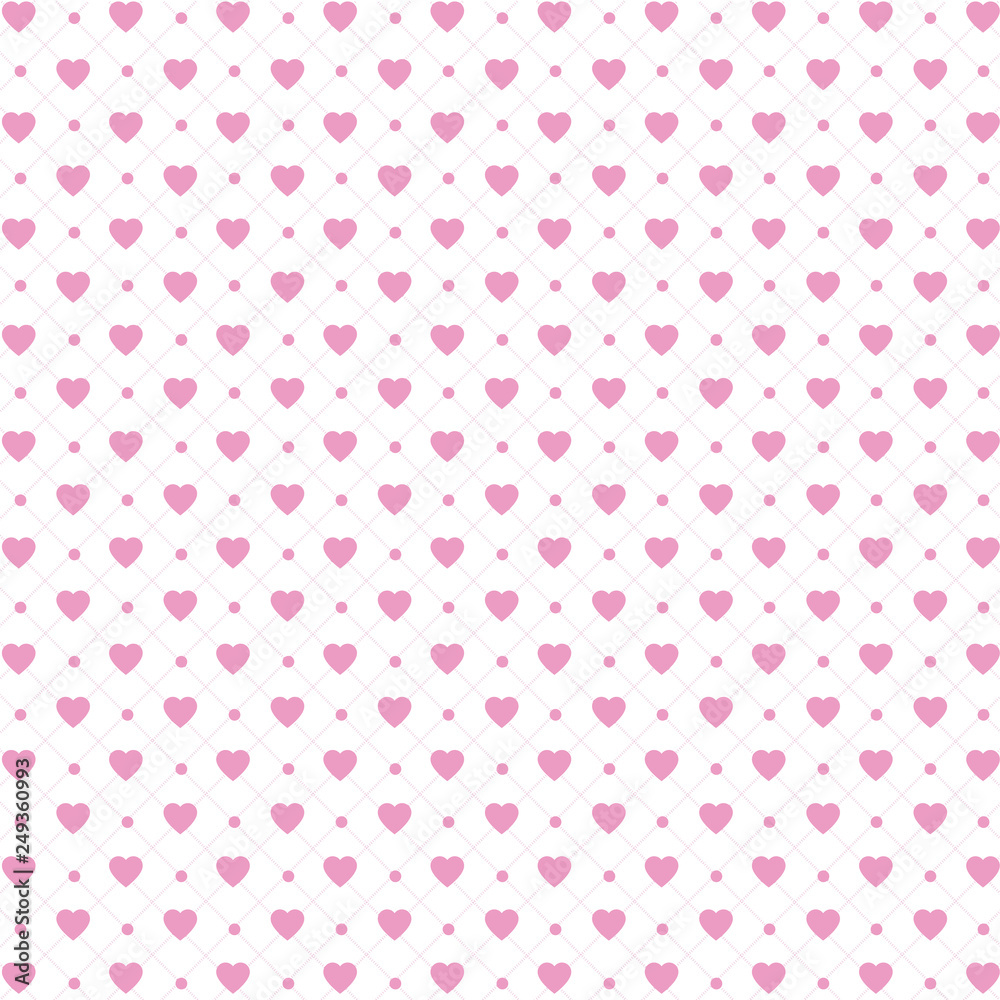 Vector seamless pattern with hearts and dots, romantic wallpaper, background for mother's day or valentine's day, 8th march Vector seamless pattern with hearts and dots, romantic wallpaper, background for mother's day or valentine's day, 8th march