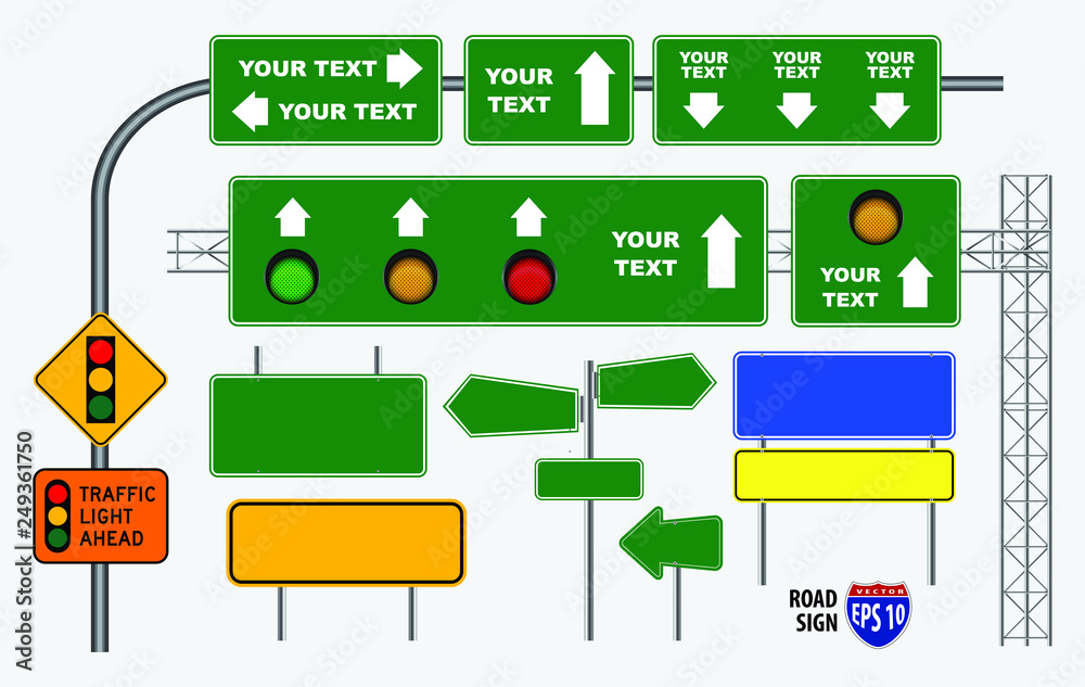 set of road sign or traffic light. easy to modify set of road sign or traffic light. easy to modify