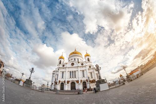 One of the main religious and architectural attractions in Moscow and Russia is the Christian Church of Christ the Saviour, panoramic view
