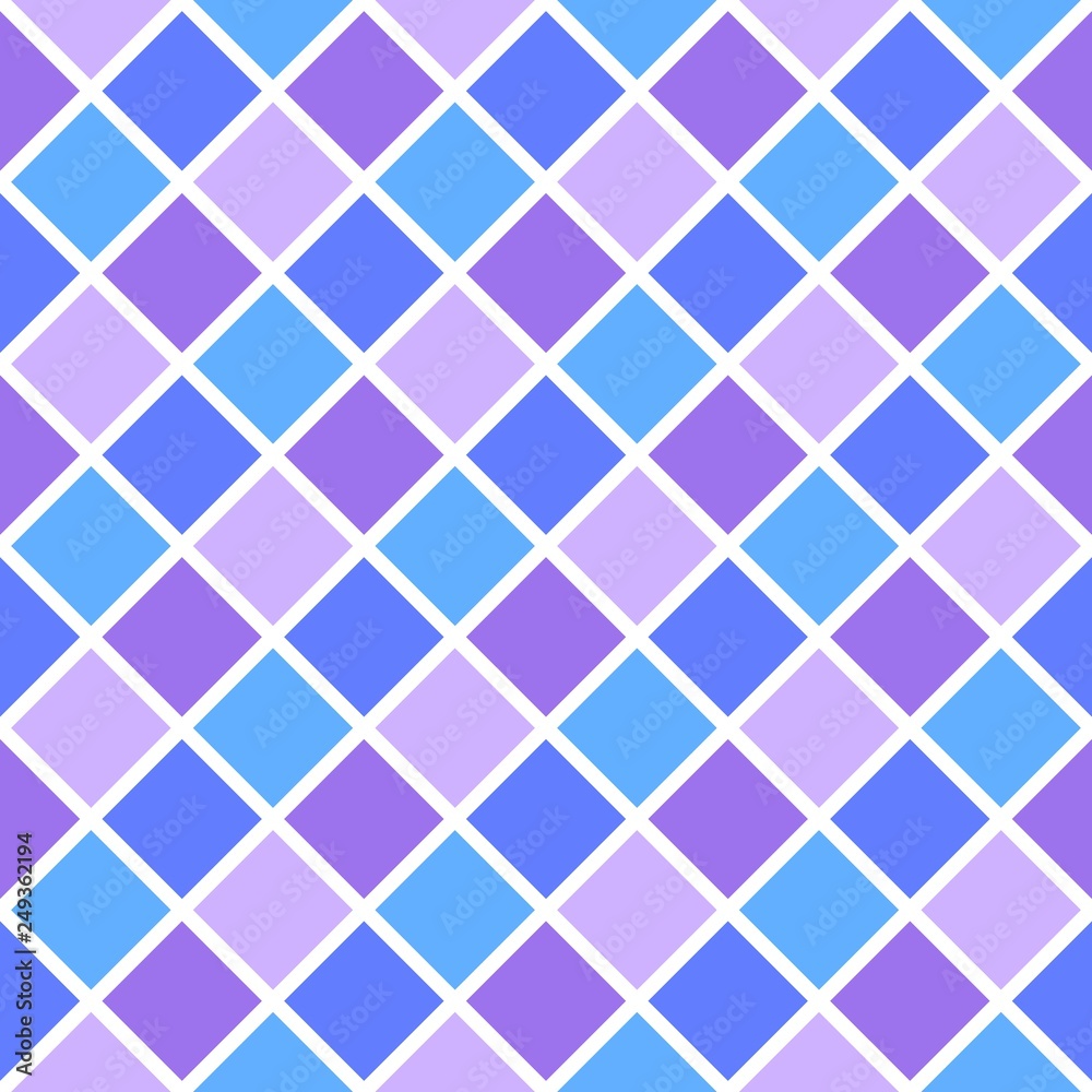 Fototapeta Seamless geometric pattern in blue and purple squares. Vector image.