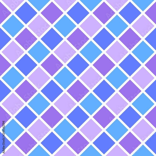 Seamless geometric pattern in blue and purple squares. Vector image.