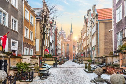 Mariacka street, a famous European street in Gdansk near the Basilica of the Assumption of the Blessed Virgin Mary