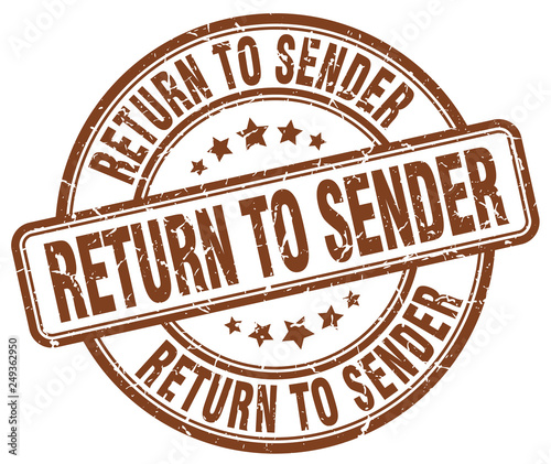 return to sender brown grunge round vintage rubber stamp