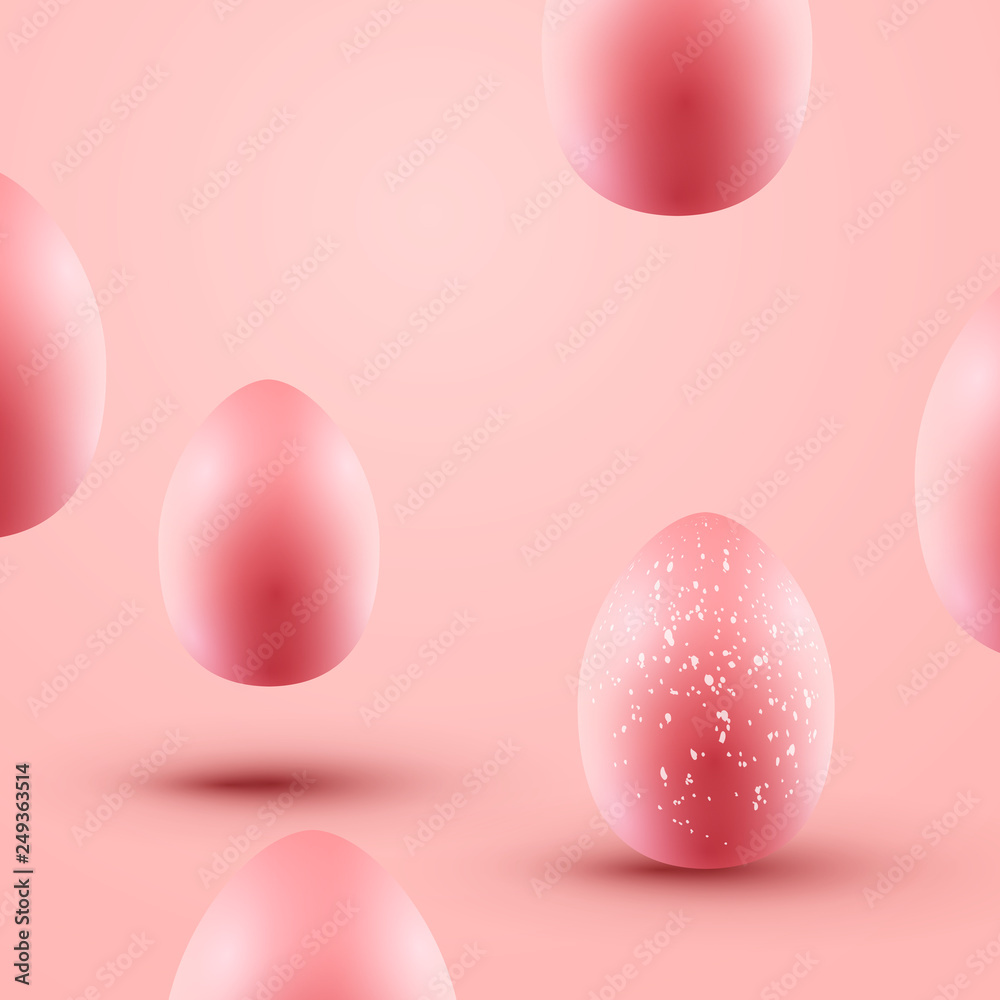 Pink Pastel Floating Easter Eggs Background