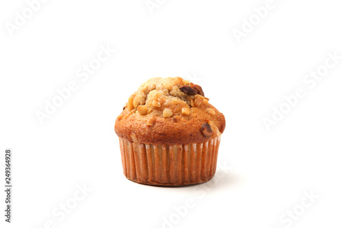 nuts cupcake muffin isolated on white background