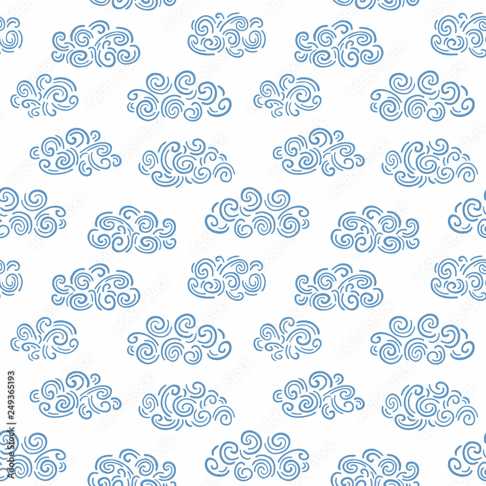 Hand Drawn Pattern. Cute Clouds Background. Endless Vector. Hand Drawn Pattern. Cute Clouds Background. Endless Vector.